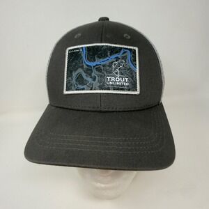 RepYourWater Trout Unlimited Trucker Hat Charcoal Grey Mesh Snapback Cap